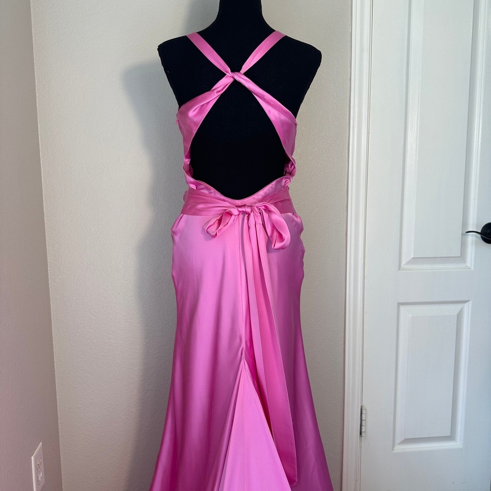 Dina Bar El Y2K Kate Hudson Silk Fairy Formal Dress Mermaid Train Backless Small - Picture 5 of 16
